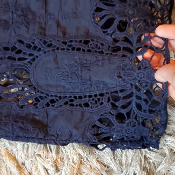 MASSIMO DUTTI navy embroidered top - Picture 4 of 14